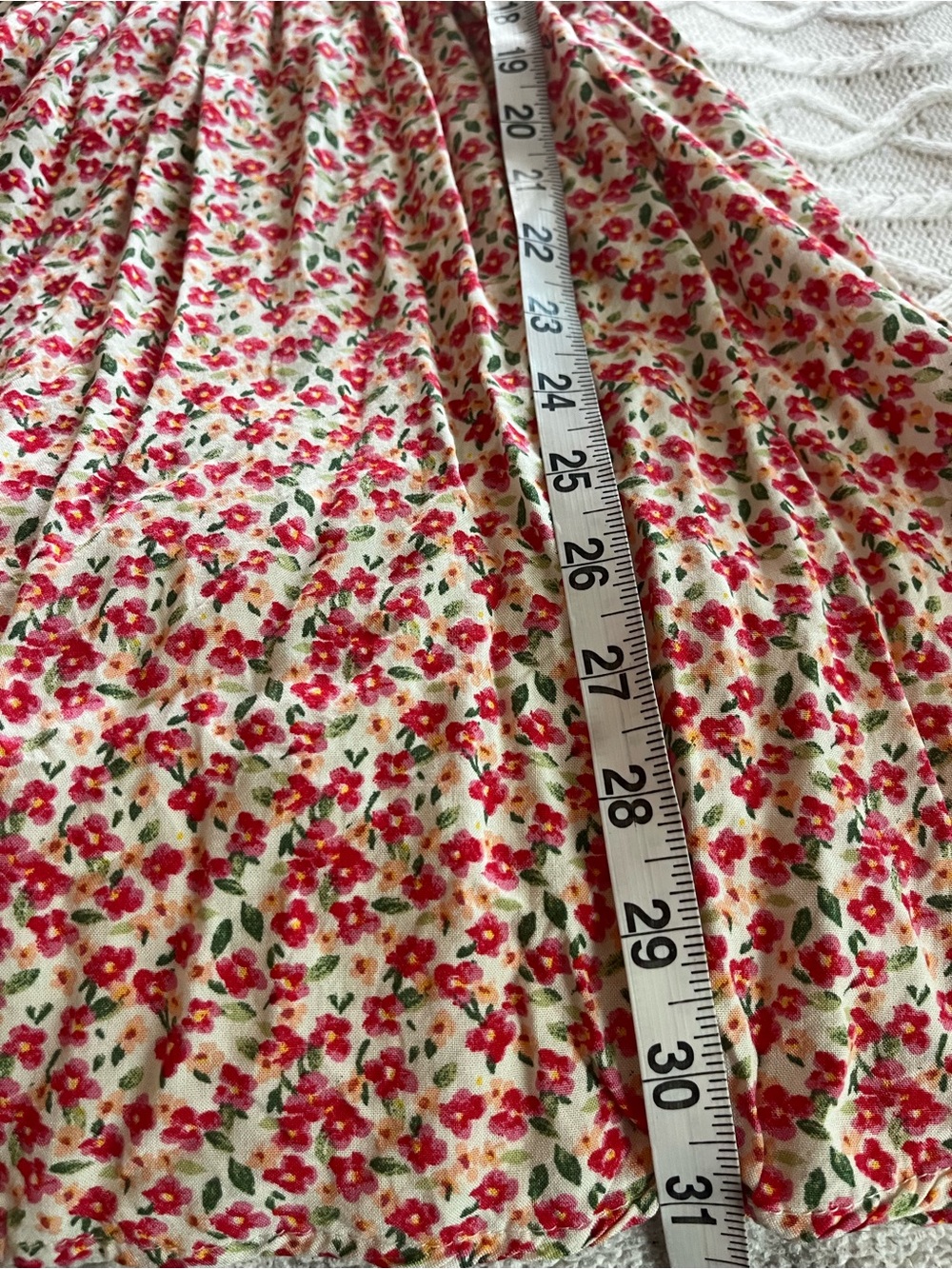 AUW Cream Sundress with Red and Pink Floral Print Juniors Size Small - Picture 6 of 10